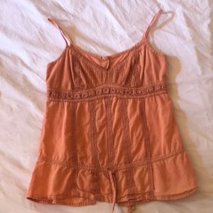 Coral ribbed button down tank top